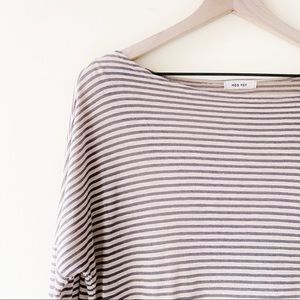 Mod Ref Striped Long Sleeve Top Tan/Charcoal Small